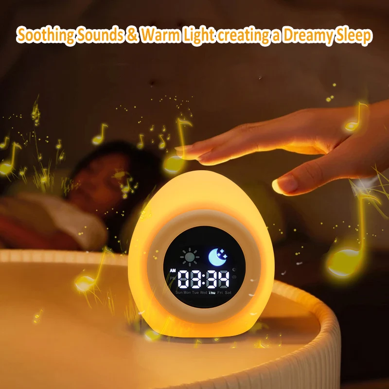 Baby Cute Training Room Alarm Clock Owl Night Light With Music Children Kids Sleep Trainer 6 Soothing Sounds