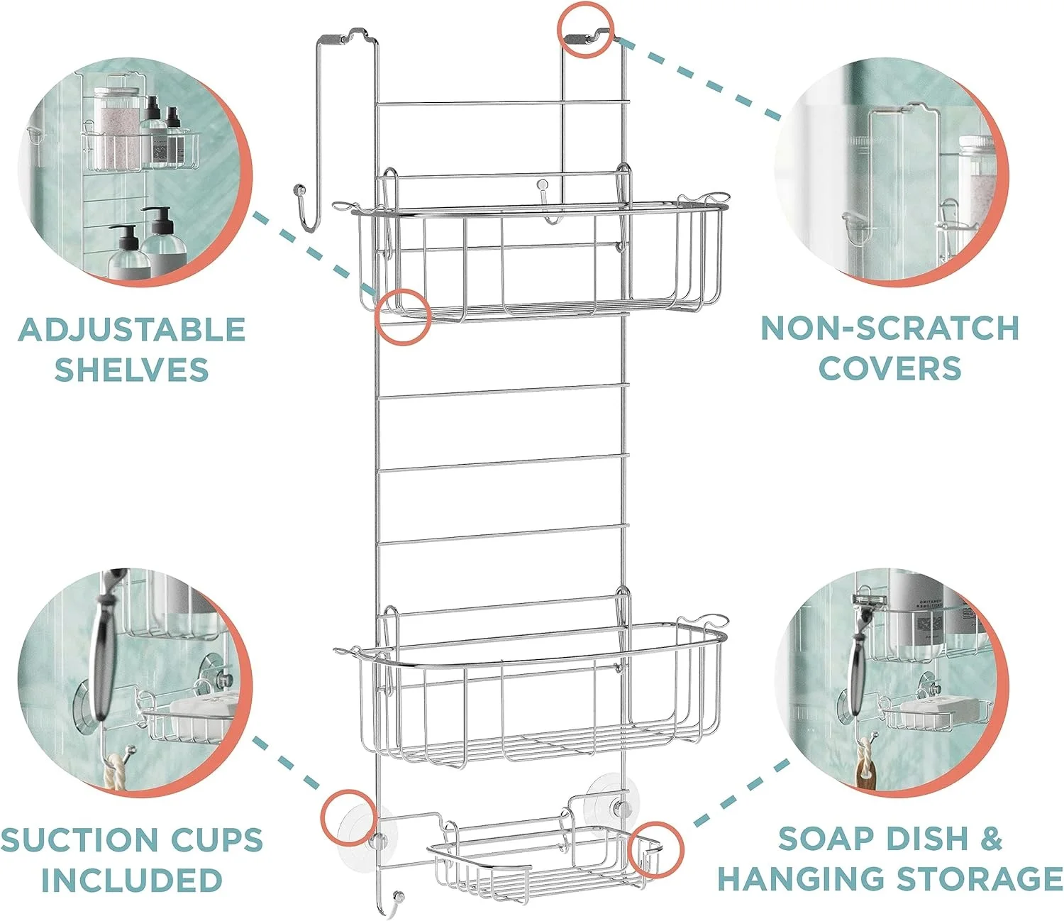 CF over the door hanging shower caddy 3 tier bathroom shelves rack storage wall mounted hanging shower shelf organizer