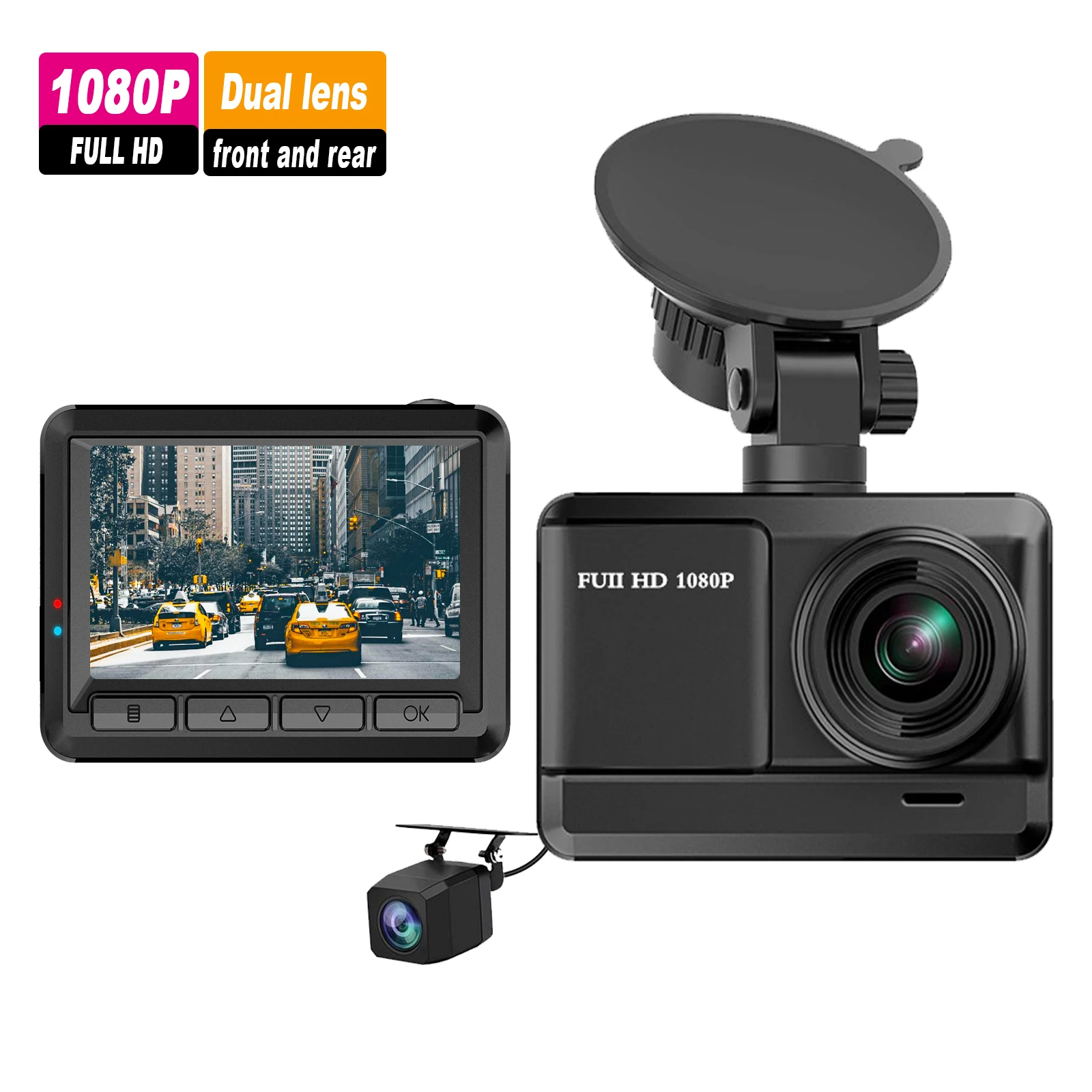 Mini HD 1080p Dual Lens Dashboard Camera Front & Rear Vision Smart Car DVR Dash Cam Video Recorder