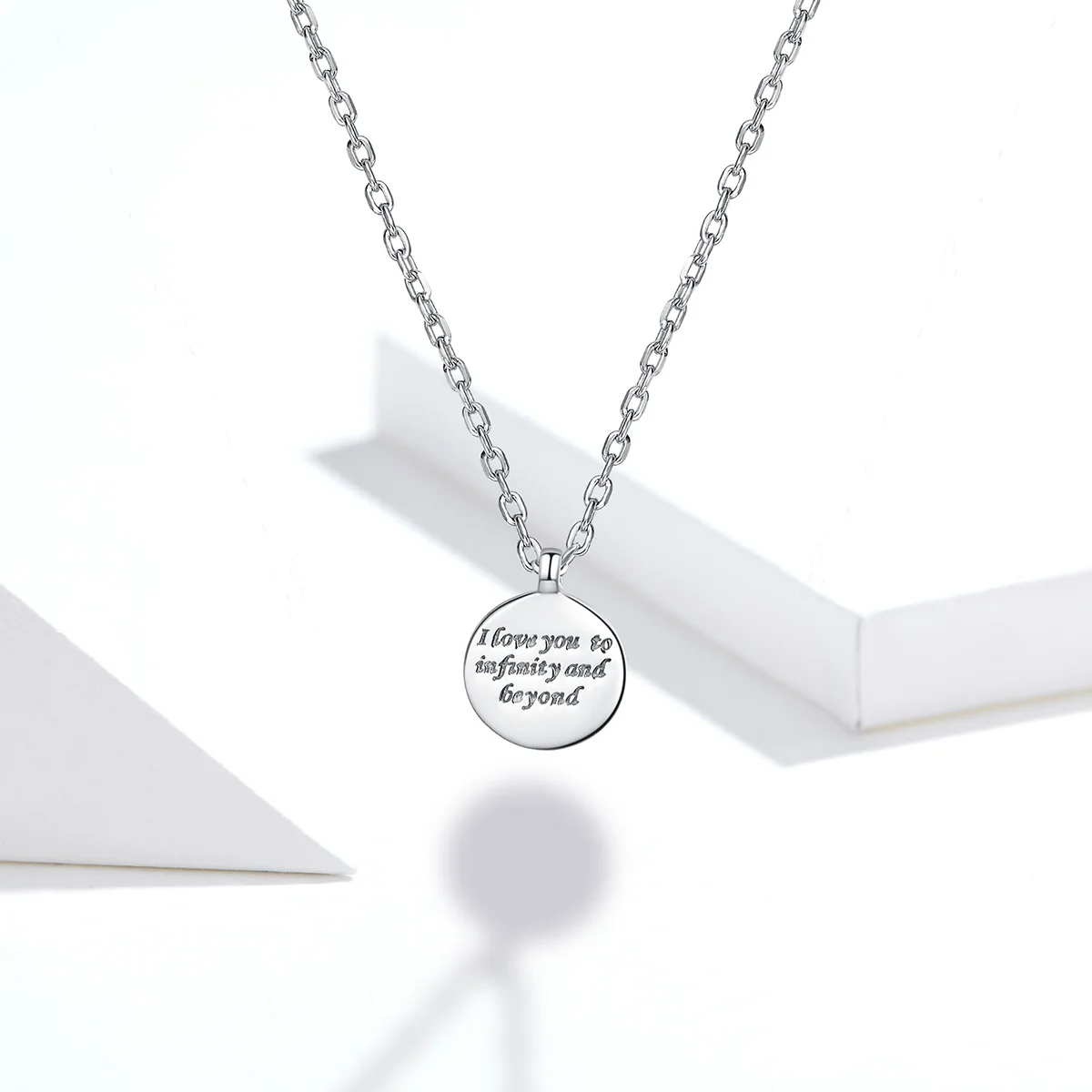 
trendy Romantic Design Engraved100 languages i love you silver 925 necklace name plate necklace 