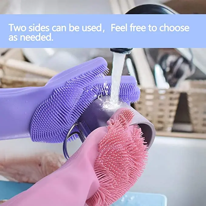 Heat-resistant Design Household Multifunctional Silicone Cleaning Brush Scrubber Gloves dish washing Gloves