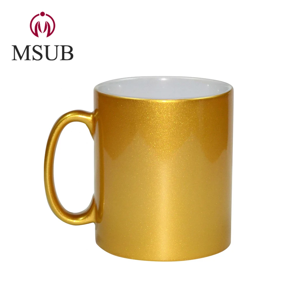 
11oz custom gold coffee mug sublimation glitter mugs 