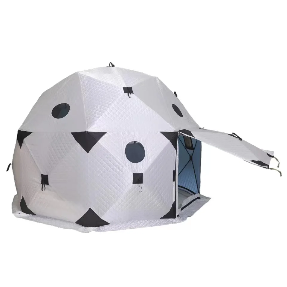 Large Winter Ice Fishing Tent 8-12 Person Camping Tourist Tent Three Layers Cotton Warm Winter Fishing Tent