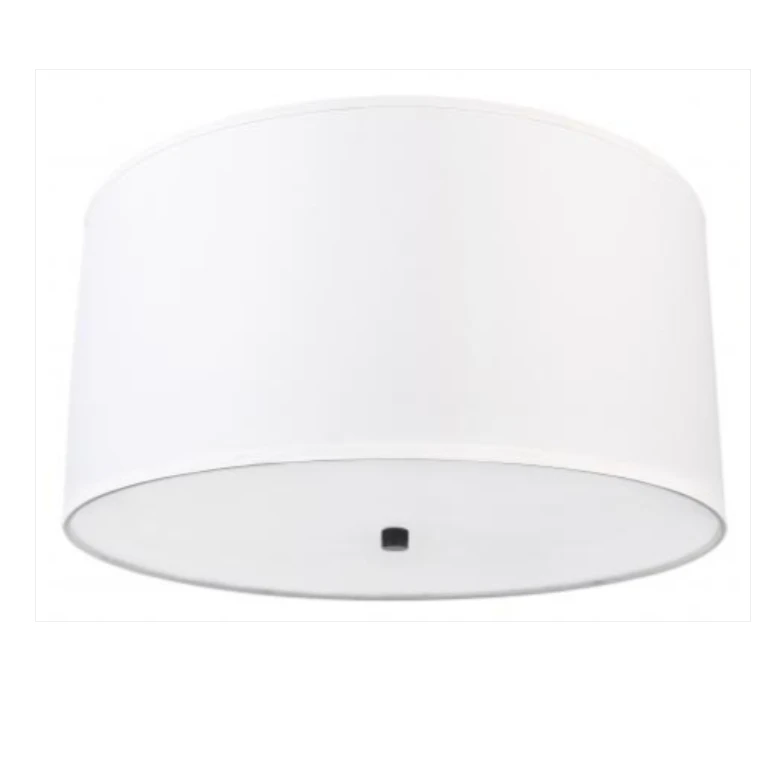 Luxury matt black iron frame ceiling pendant light with linen white color for hotel