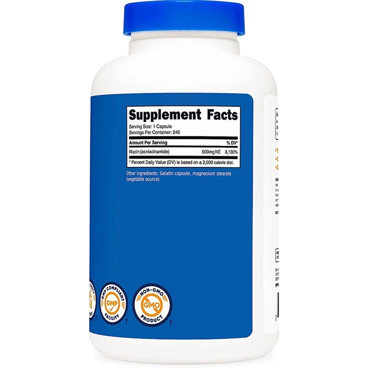 Niacinamide Vitamin B3 500mg 240 Capsules Non GMO Gluten Free Flush Free Vitamin B3