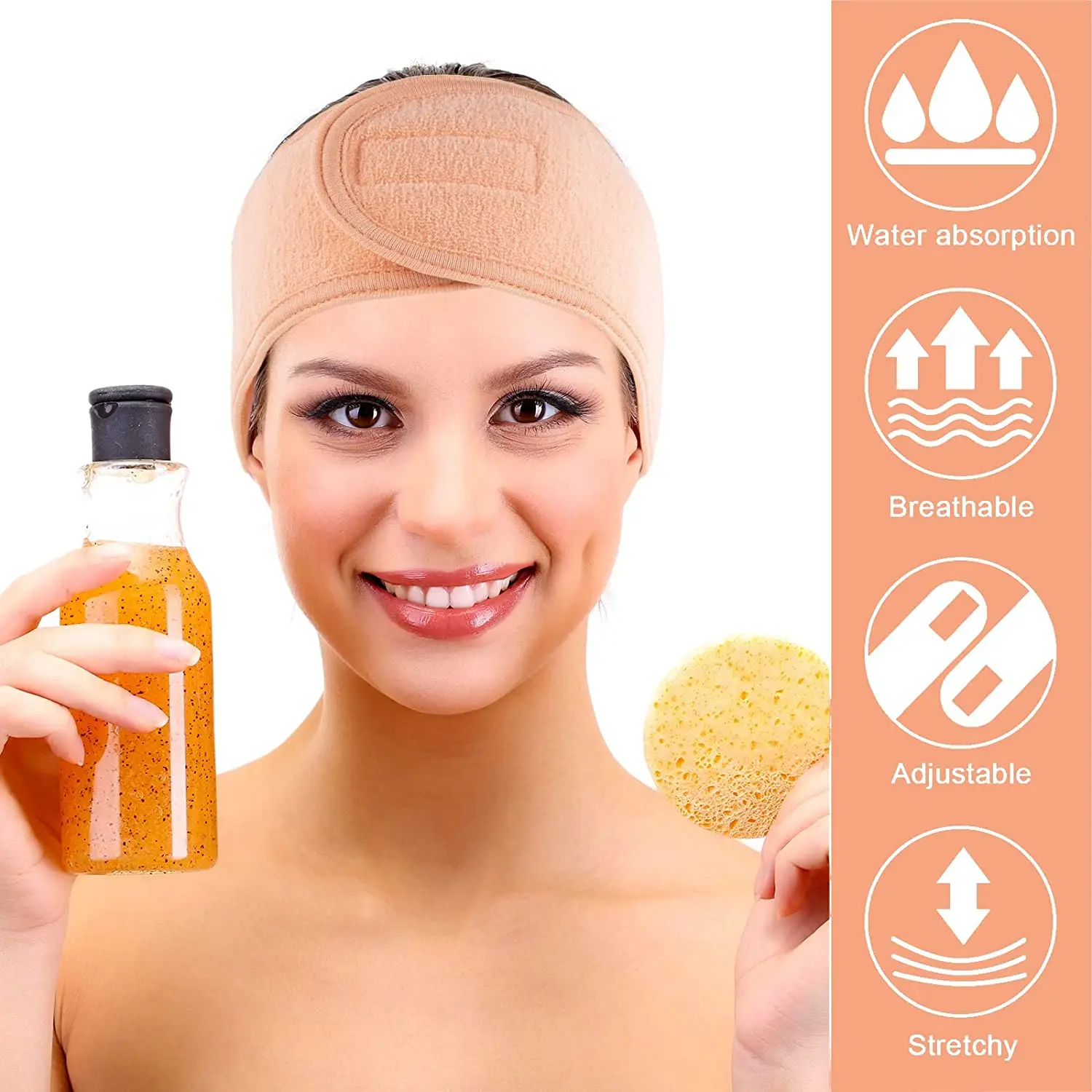 Custom Logo Spa Facial Terry Headband Spa Headband Stretch Towel Washable Facial Hairband Makeup Wrap Headbands
