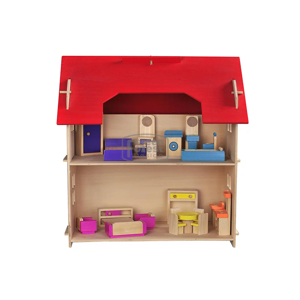 Kids Toys Christmas Village Houses Yunhe Wooden Non-toxic Princess Lighted Ceramic Zhejiang High Wooden Dollhouse 1000 14HOU07