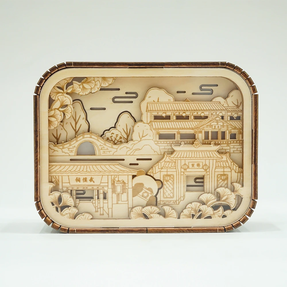 Wholesale acrylic wooden led lamp 3D rectangle shape wood bedroom sensor night light