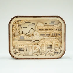 Wholesale acrylic wooden led lamp 3D rectangle shape wood bedroom sensor night light