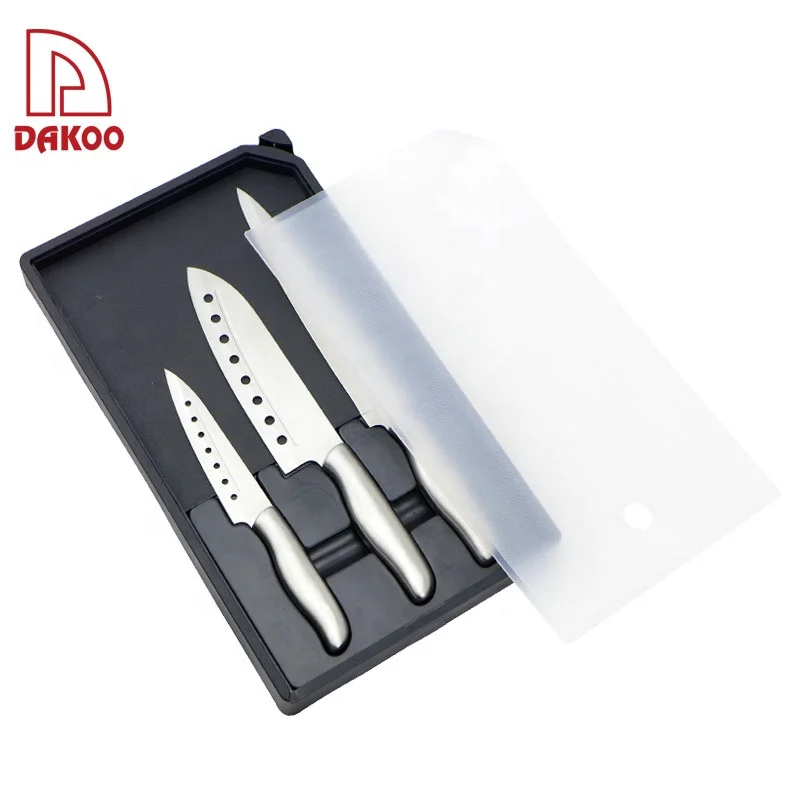 Поварской нож из нержавеющей стали по конкурентоспособной цене полые ручки набор 3 ножей с футляром для