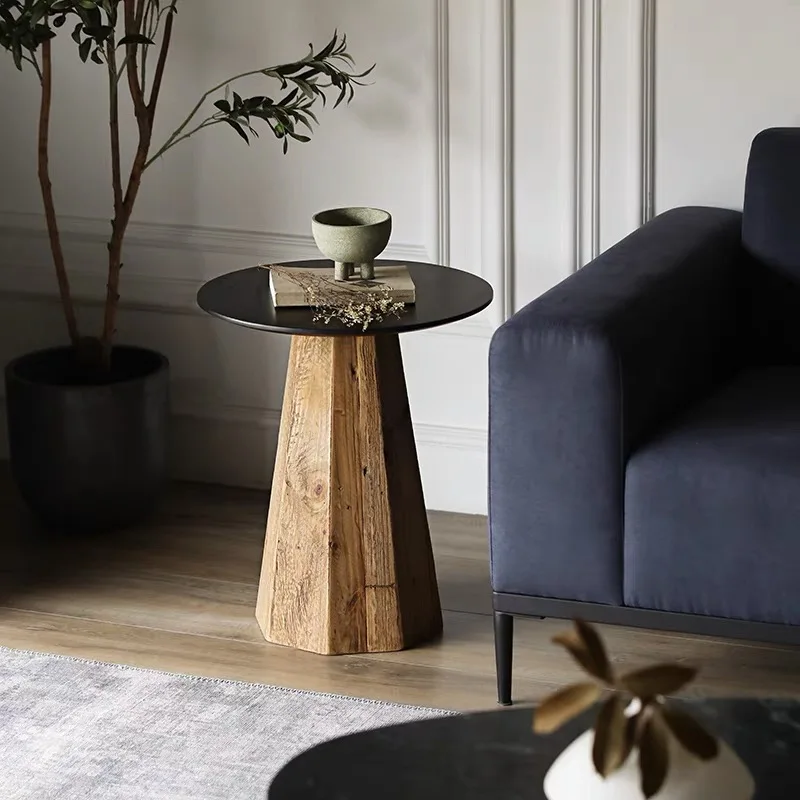 industrial furniture wooden coffee table set living room tall side table