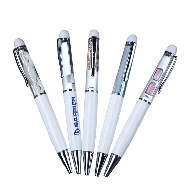 Popular metal floating twist ball Pen custom 3D shape floater inside floating liquid ballpoint pen for gift or promotion