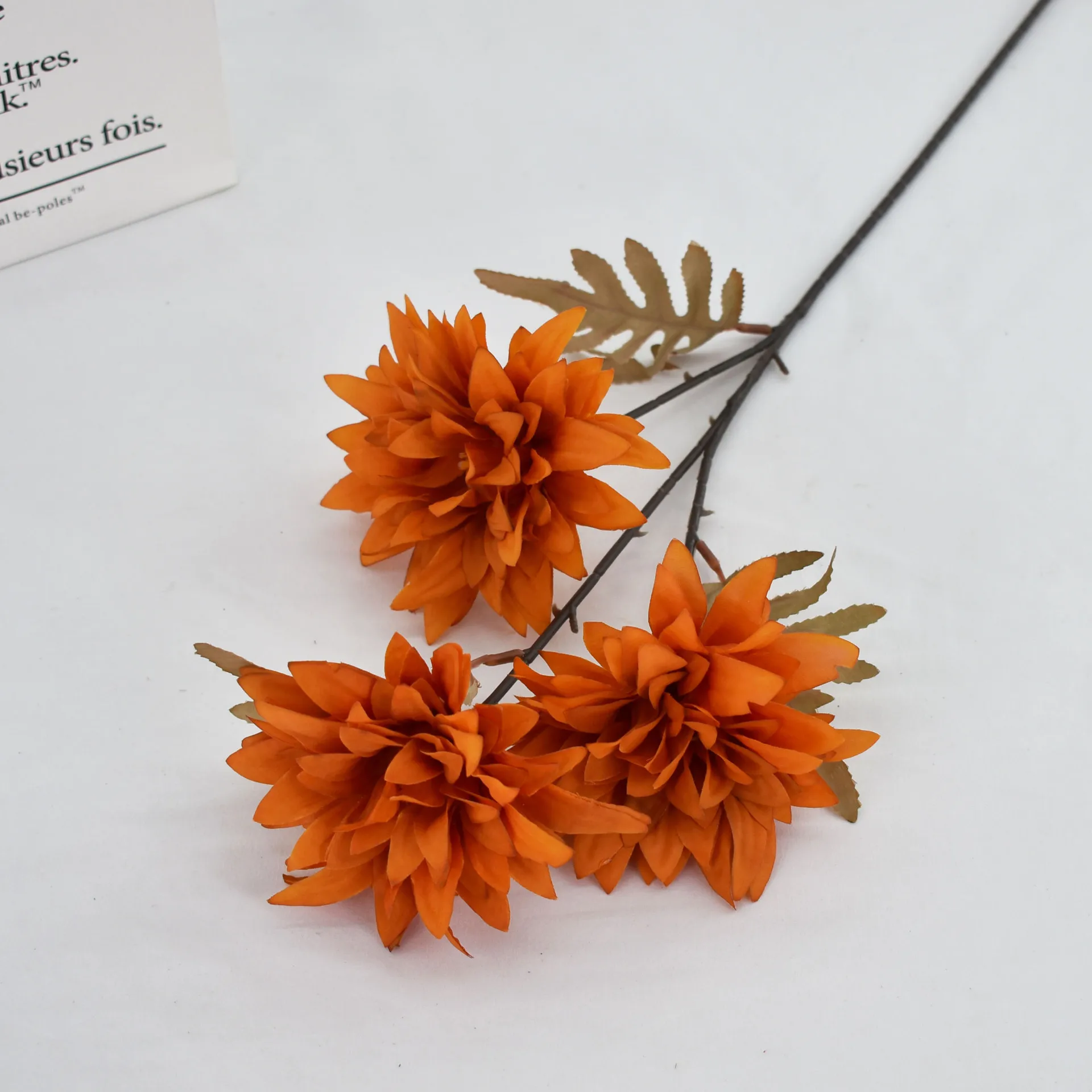 China wholesale 3 Heads Dahlia Chrysanthemum silk Artificial Flower for funeral wreaths