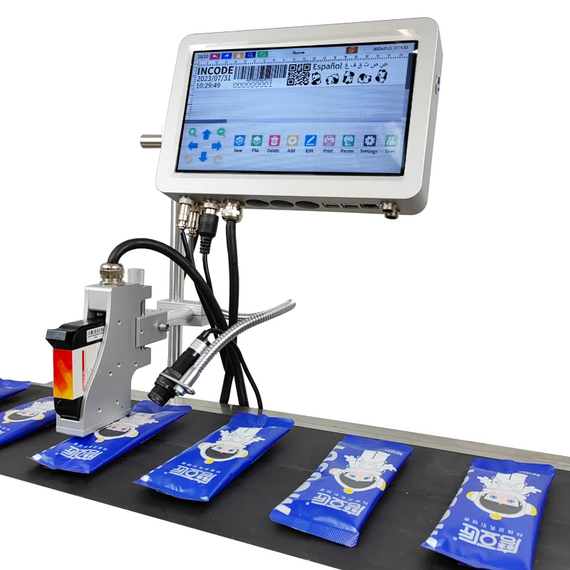 INCODE Barcode Head Print Expired Date Coding Machine TIJ Logo Printing Online Thermal Inkjet Printer for PVC PE Labeling
