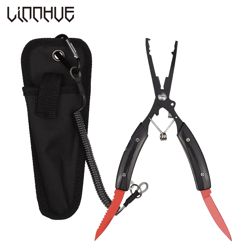 LINNHUE Portable Folding Multifunctional Fishing Pliers Stainless Steel Scissors Line Cutter Remove Hook Fishing tool