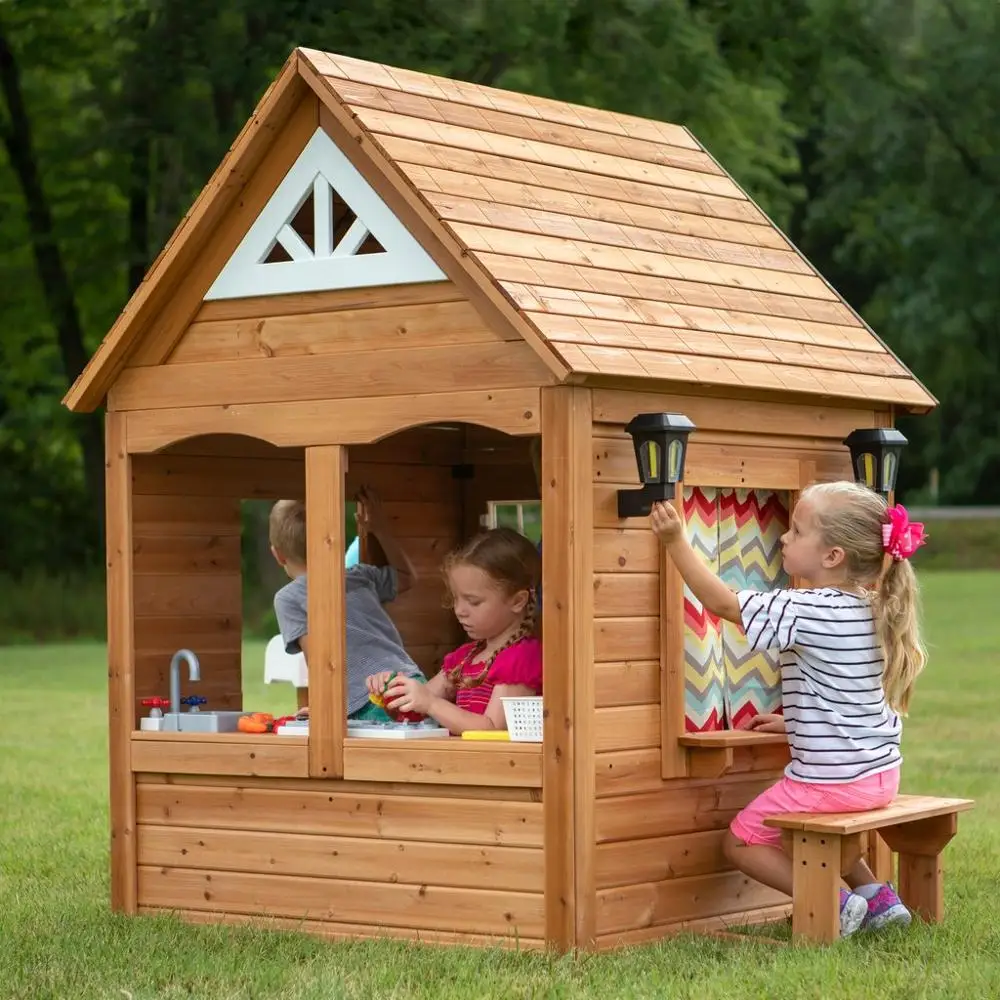
Customized outdoor garden kids wooden play house wood play set 