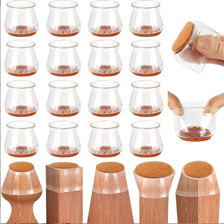 Silicone chair leg floor protectors with felt base chair leg caps chair leg protectors for hardwood