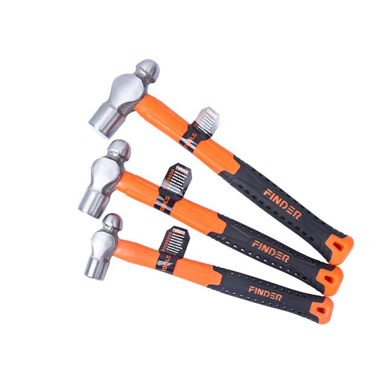 Professional Customized 45# Carbon Steel Ball Pein Hammer Fiberglass Handle Hammer With Comfortable Handle