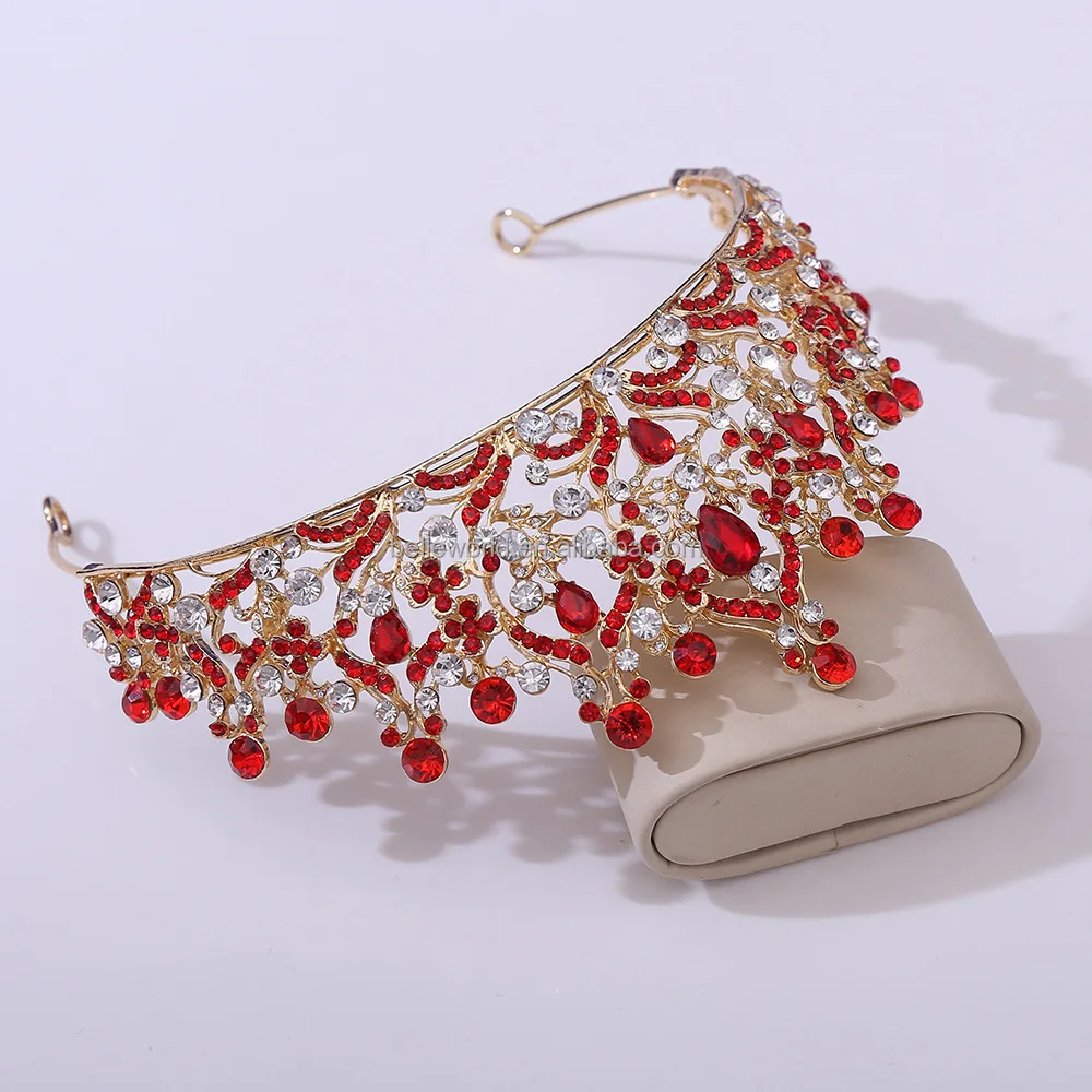 BELLEWORLD bulk Europe and American style alloy tiara hair accessories for wedding colored shiny diamond hair crowns to decorate