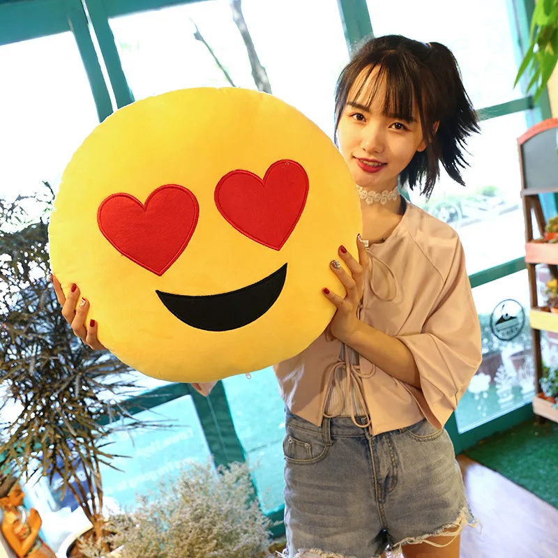 Wholesale Hot Sale Stuffed Pillow Custom 30cm Plush Funny Cute Smiley Throw Cushion Emotion Happy Face Kids Birthday Party Gift
