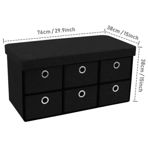 Ottoman Factory Foldable Storage Box Seat Line Fabric Ottoman Foot Stool 6 Drawers Organizer Pouffe Bench Chest With Drawers