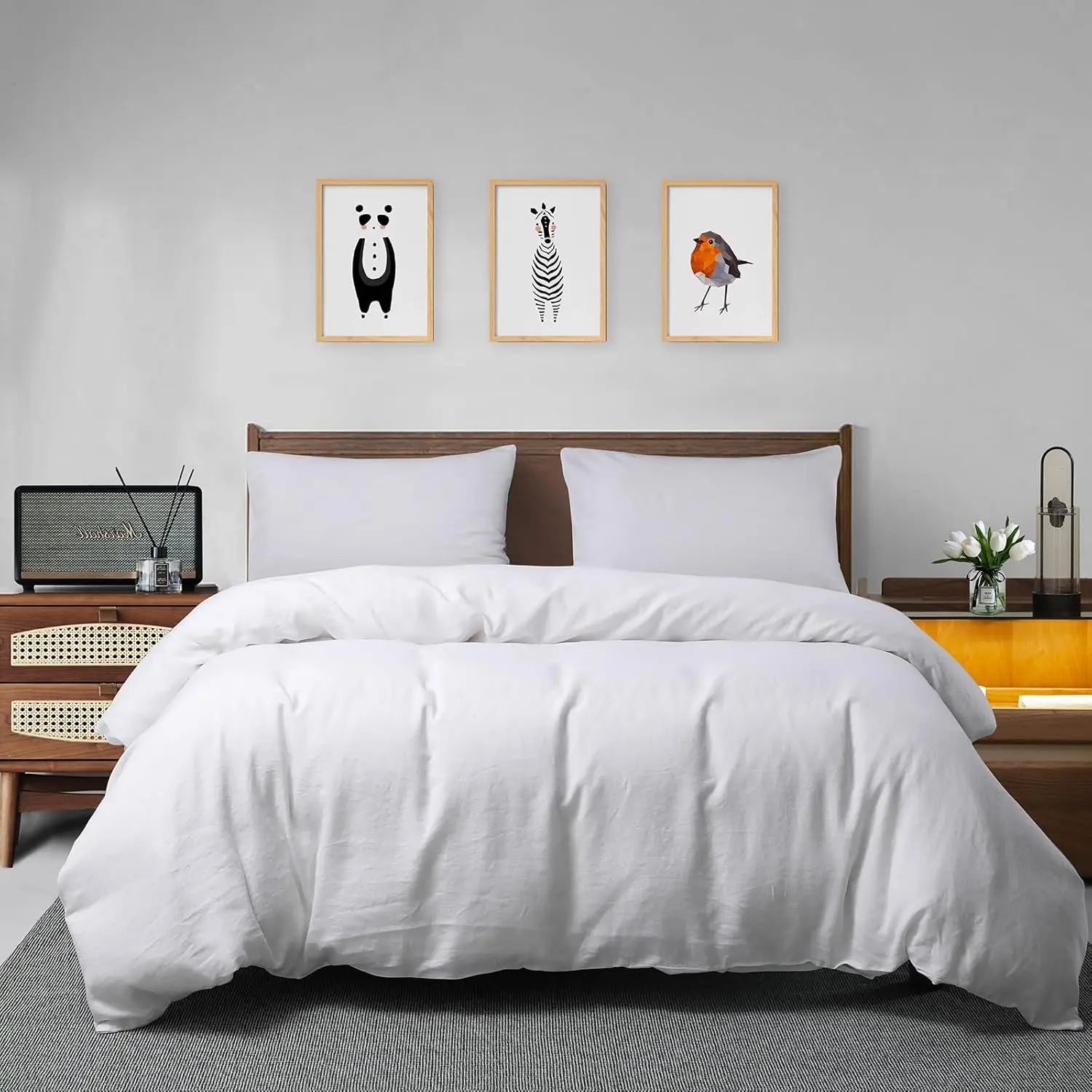 plain color wholesale luxury 100% linen cooling  3-piece queen king size support customized duvet cover set
