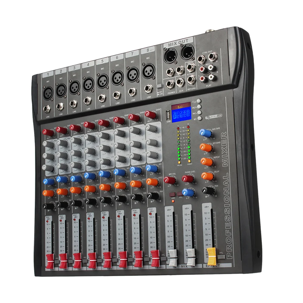 Профессиональный 8-канальный аудио микшер, компьютерная запись, цифровая звуковая музыка, мини-аудио консоль