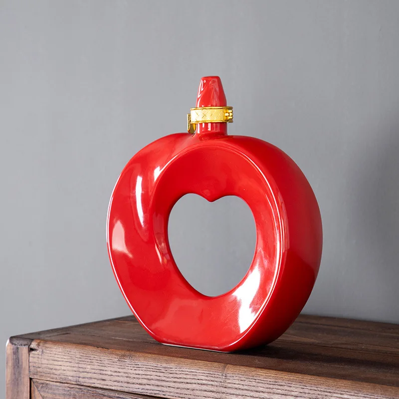 Red ceramic beverage bottle custom ceramic bottles jar manufacturing