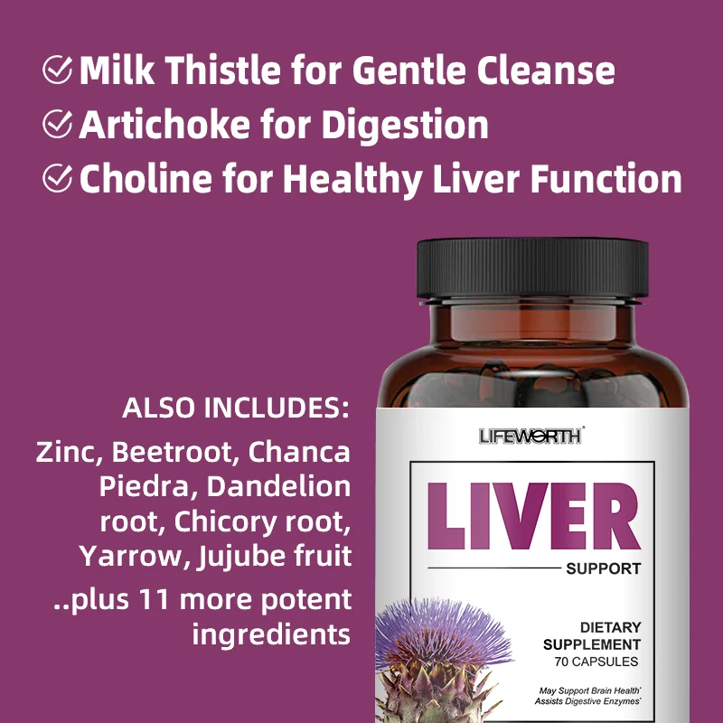 Lifeworth Liver Detox Cleanse Supplement Capsule/Liquid Milk Thistle Artichoke Root Extract Liver Health OEM