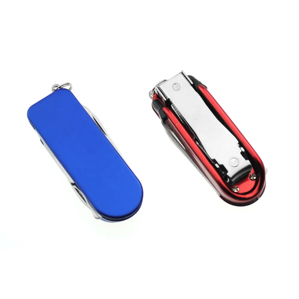 
Lazer Logo Multi Function Metal Flashlight Cheap stainless steel mini multi purpose key ring with nail scissors 