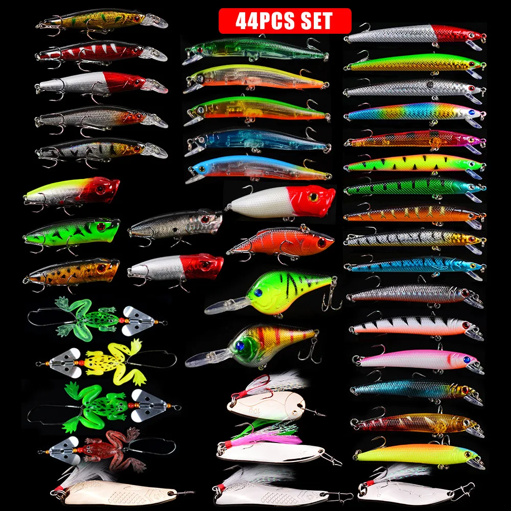 New Fishing Lures Hard Baits Minnow Wobbler Crankbaits Kits Mixed Colors Treble Hooks Fishing Tackle Hard Bait Set