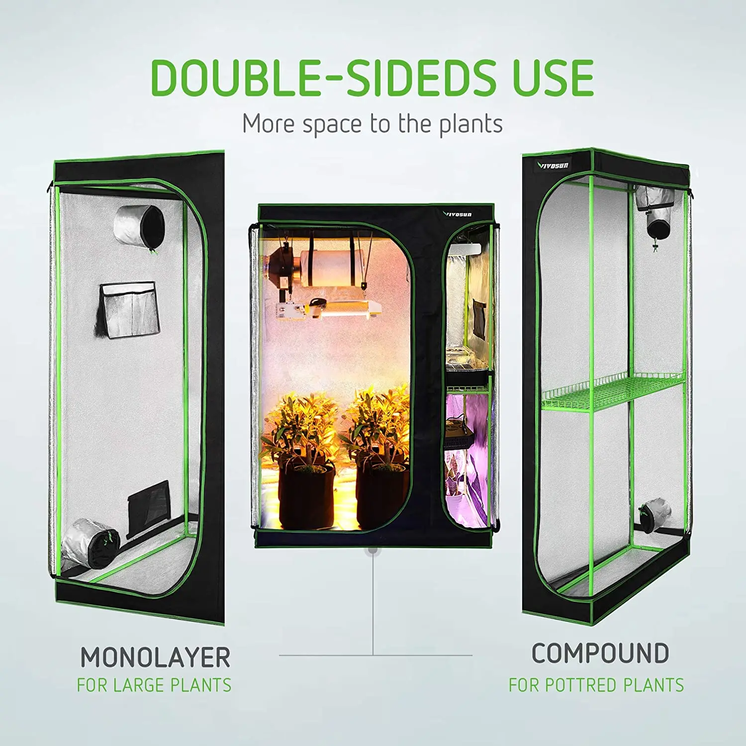 Тенты для выращивания растений 2 в 1 36x24x53 дюйма 90x60x135 см