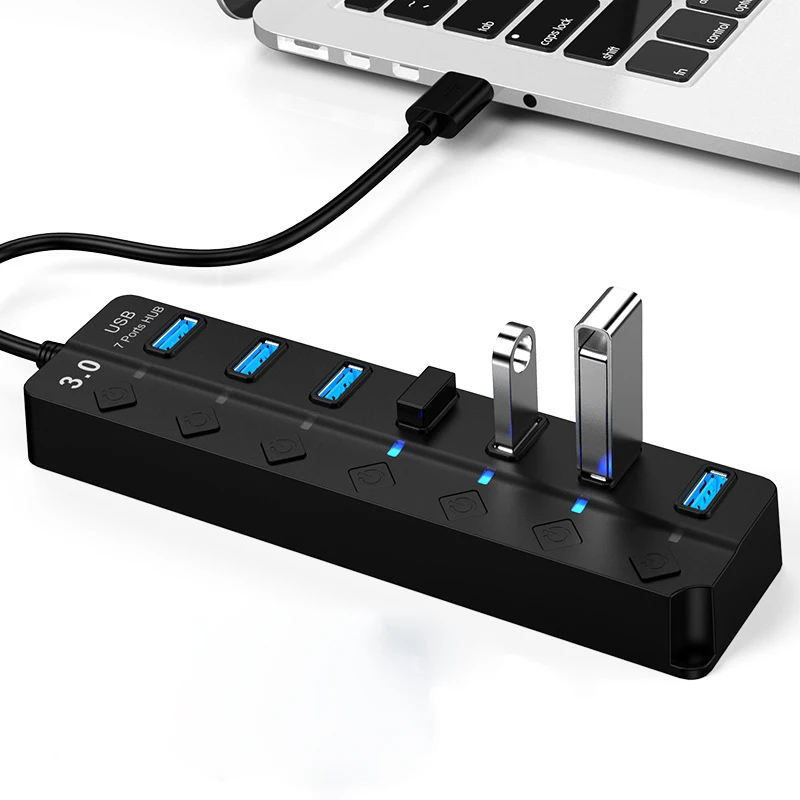 Custom 7-Port High Speed Charging Data Transfer Hub Docking Station USB 3.0 Adapter For Laptop