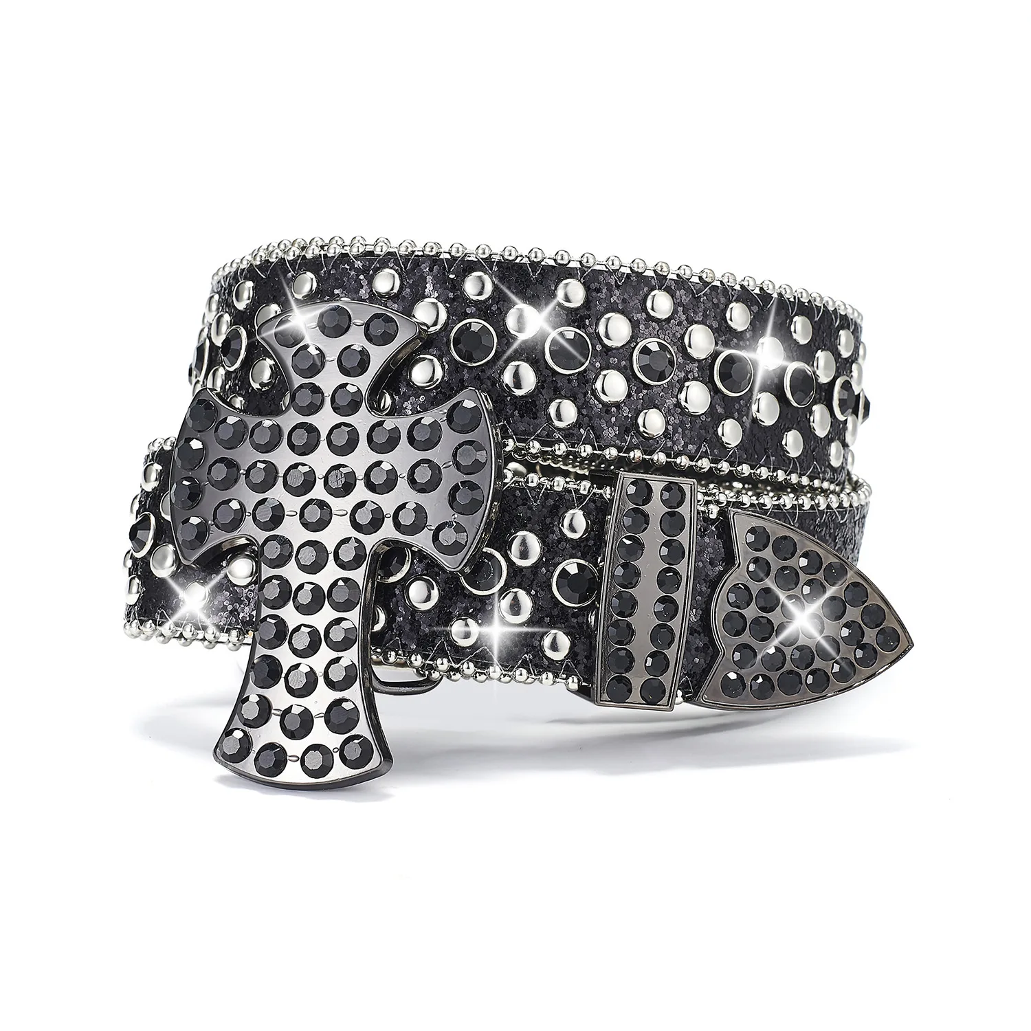 Retro metal buckle western belt bead BB imon belt diamond PU leather strap skull bucklecowboy rhinestone Belts for women