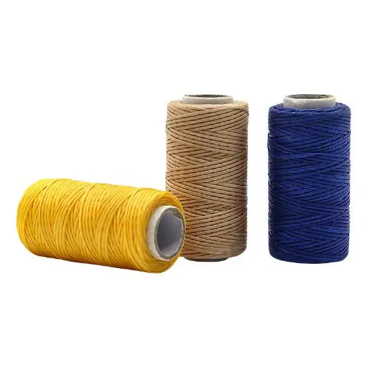 Customized Color 1.5MM 30 M/Roll 100% Polyester Flat Wax Rope For Sewing Leather