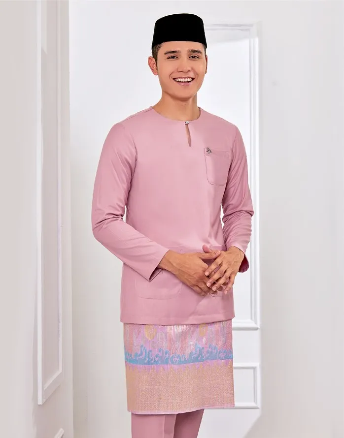 Малазийский мусульманский мужской Baju Kurung Melayu шелковая скрытая молния на левой стороне модель Вышивка S Raya