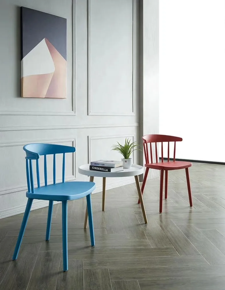 Low Fixed backrest PP plastic modern design lounge Restaurant coffee shop dining Chairs