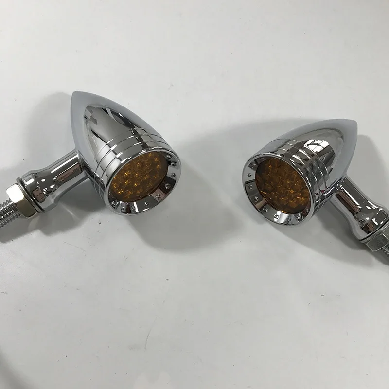 CNC Motorcycle Bullet LED Turn Signal Lamp Chrome Motorcycle Blinker Indicator Front Rear Turn Light