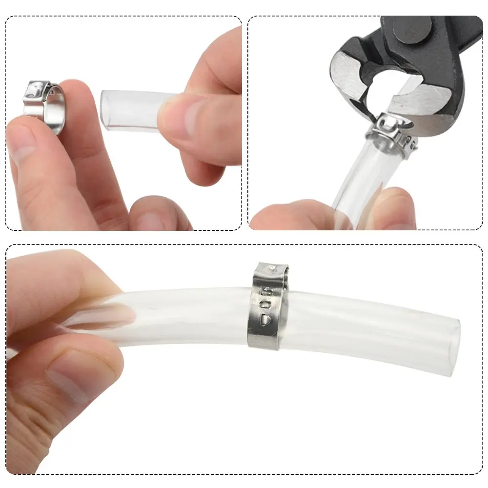 
XHOKLAMP 80pcs 304 Stainless Steel 5.8-23.5mm Single Ear Stepless Hose Clamps Assortment Kit, Cinch Clamp Rings 