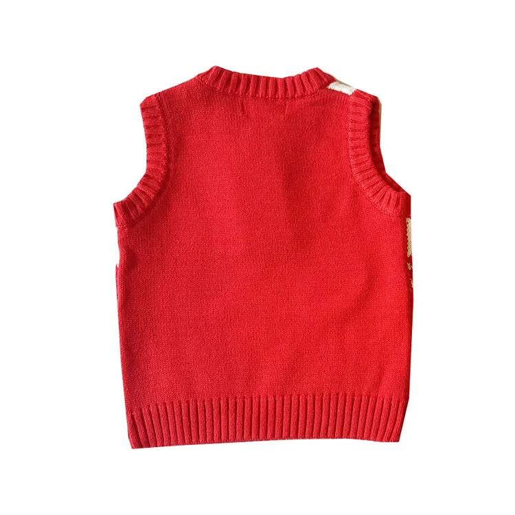 
Newest hot sale jacquard knitted custom kids hoodie sweater vest 