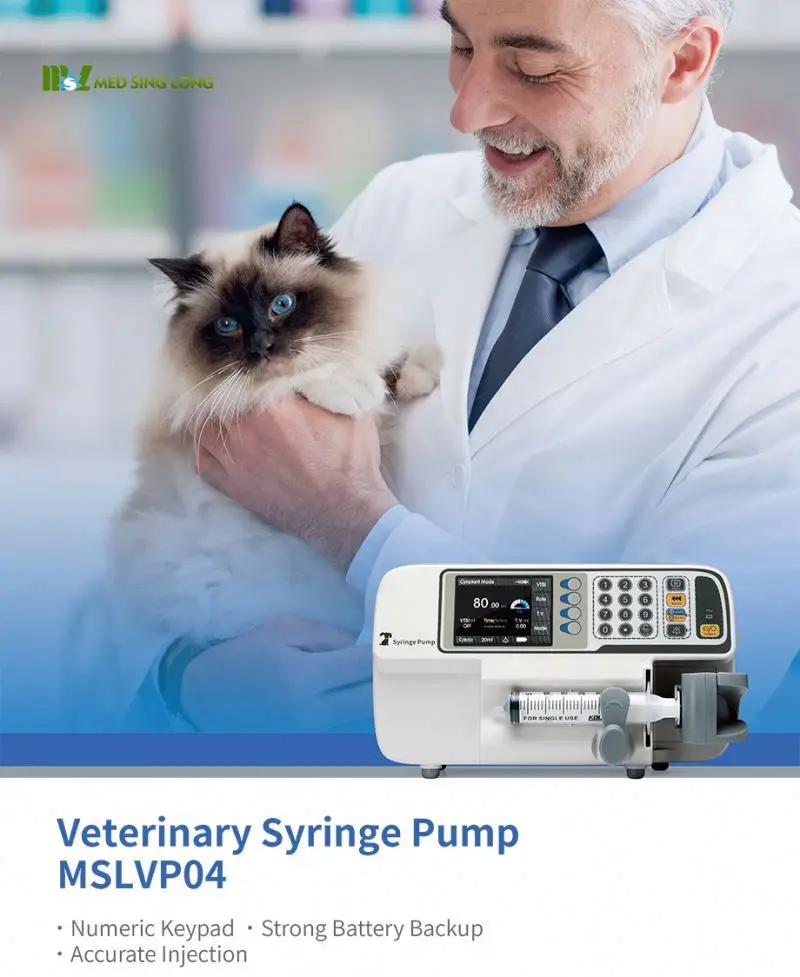 MEDSINGLONG Hot Selling Model Portable Syringe Pump LCD Syringe Pump for Vet Hospital
