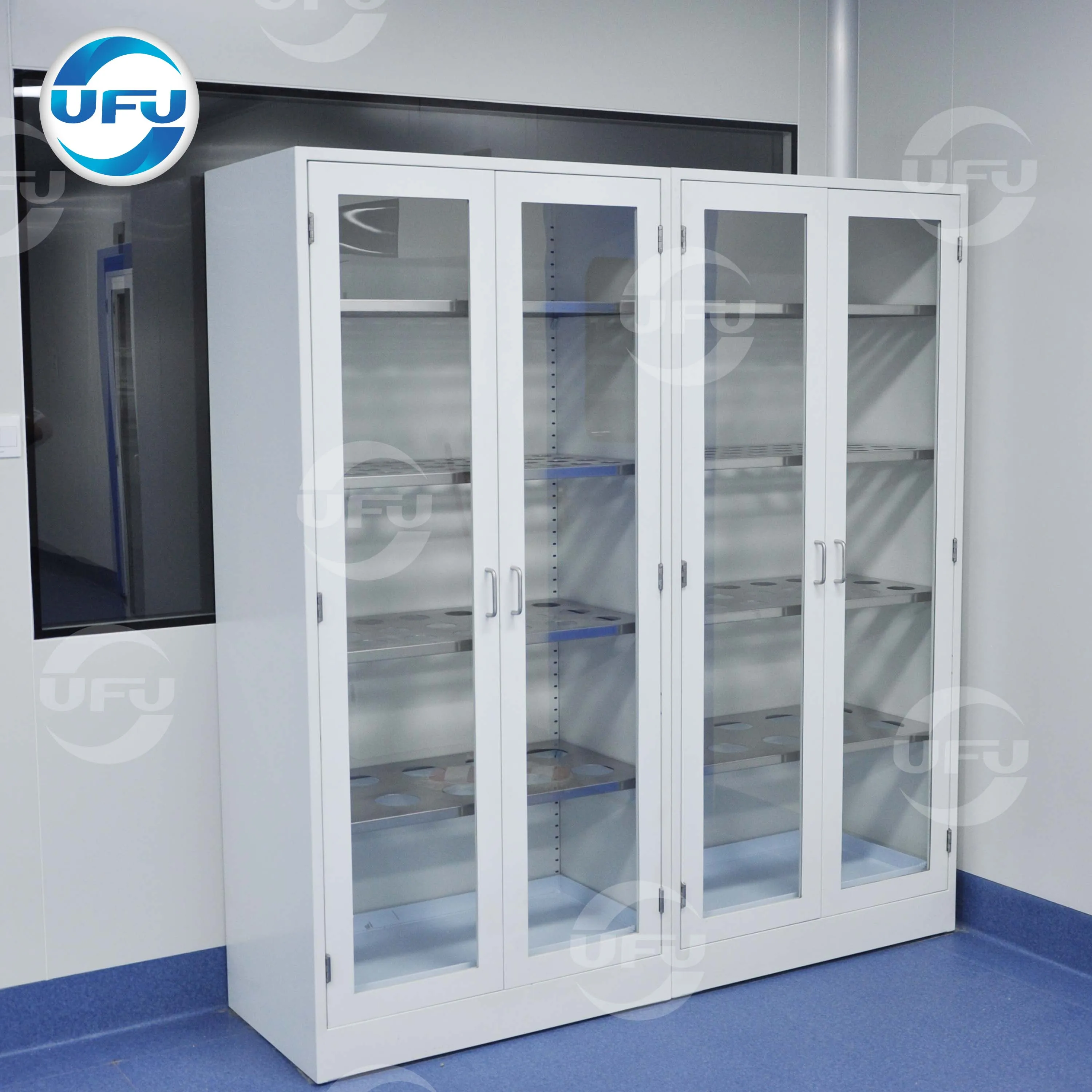 Lab Chemical Resistant Furniture Utensil Storage Cabinet  With Glass Door