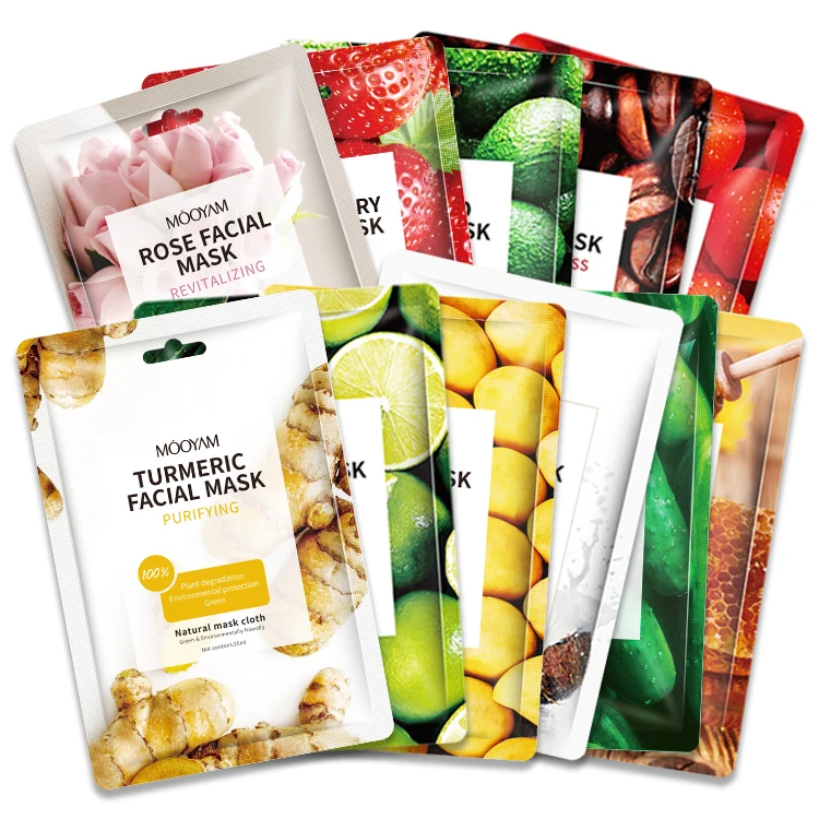 Private Label Skin Care Face Mask Beauty Fruit Mascarillasl Vitamin C Sheet Korean Cosmetic Plant Facial Mask