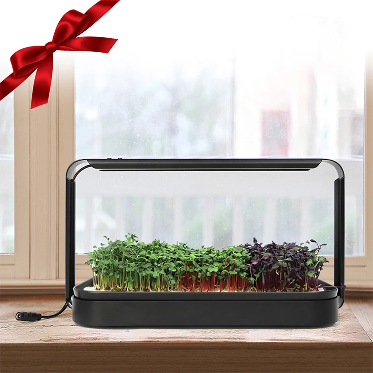 In Stock christmas gift hydroponic smart indoor growing micro greens starter kits garden with seeds mat and led light