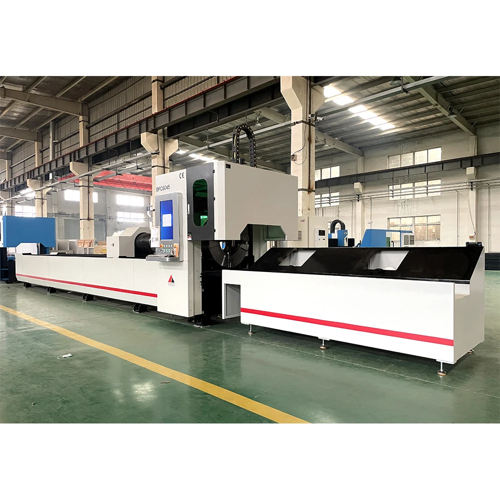 High speed metal steel iron pipe laser cutter H beam 6m 8m 2kw 3kw 4kw automatic loading three chuck laser tube cutting machine