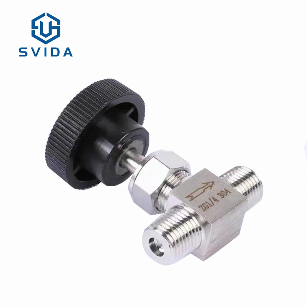 Stainless Steel 1/8 1/4 1/2 Male NPT Thread Needle Valve With Plastic Round Head