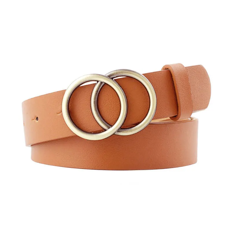 Western-Developed Country Retro Trend Dress Belt for Men and Women Bronze Antique Copper Buckle PU Leather Waist Seal