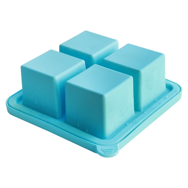 
2020 Hot Sell Ice Cube Tray Mold Makes Four Giant Food Grade Silicone Ice Cube Maker in Shapes for Whiskey Ice 