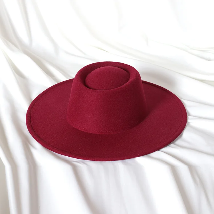 Wholesale custom 2022 Fashion Women And Men Fedora Hats 9.5 cm Wide Brim Round Top Vintage Jazz Fedora Hats
