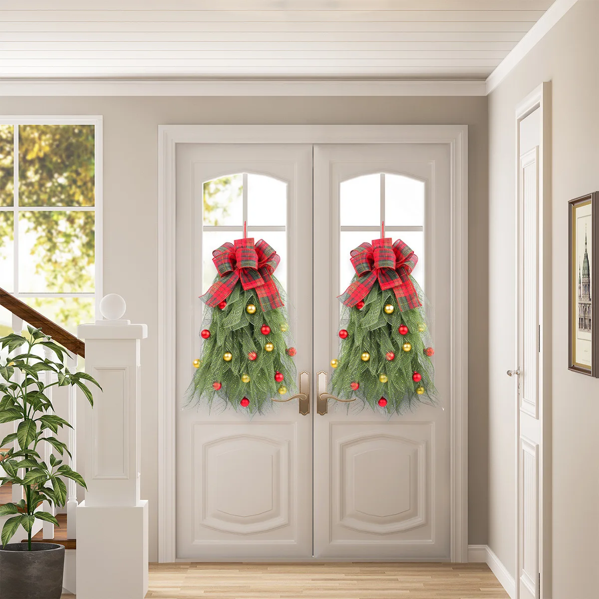 Factory Christmas Tree Garland Decoration Christmas Green Plant Ornaments for Indoor Outdoor Handmade Christmas Tree Wreath Door